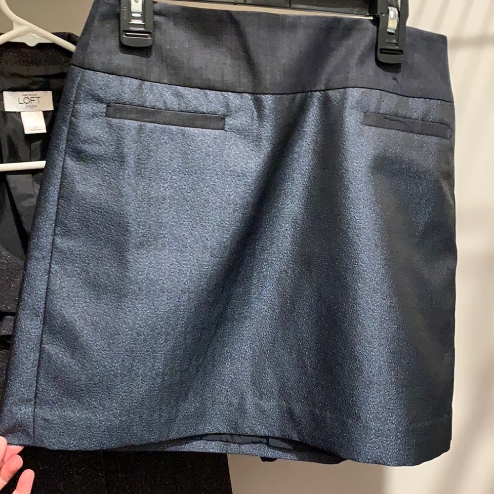 Loft 0 navy charcoal grey metallic skirt